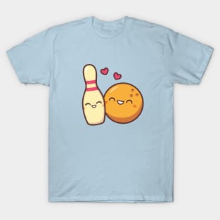 Cute Lovestruck Bowling Pin and Ball T-Shirt